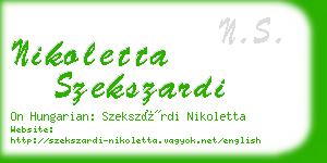 nikoletta szekszardi business card